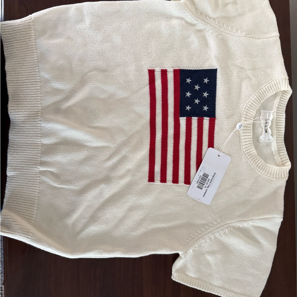 Cream Sweater with American Flag Design